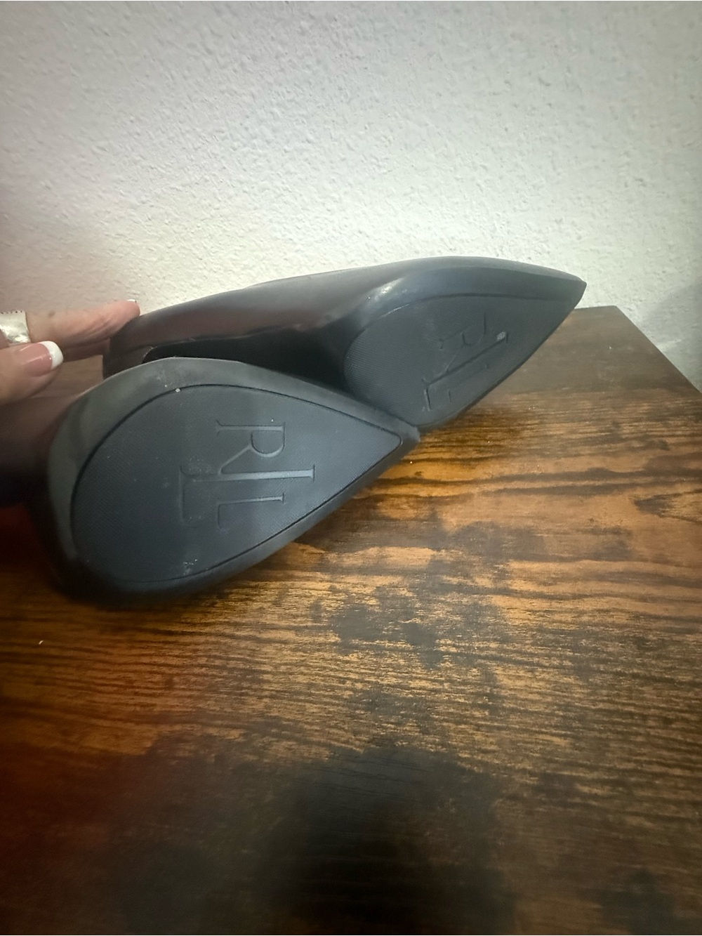 Lauren Ralph Lauren Adena Black Leather Pointed Toe Pumps 7.5B - Picture 7 of 10
